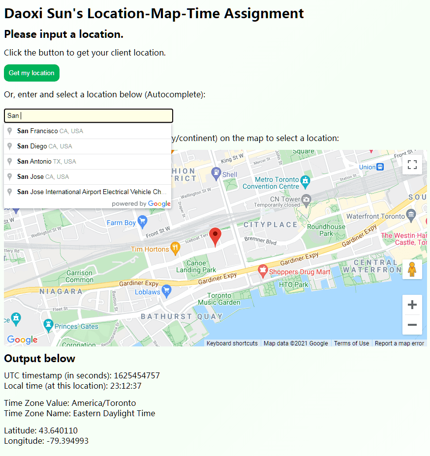 Location Assignment Screenshot locationAssignmentScreenshot